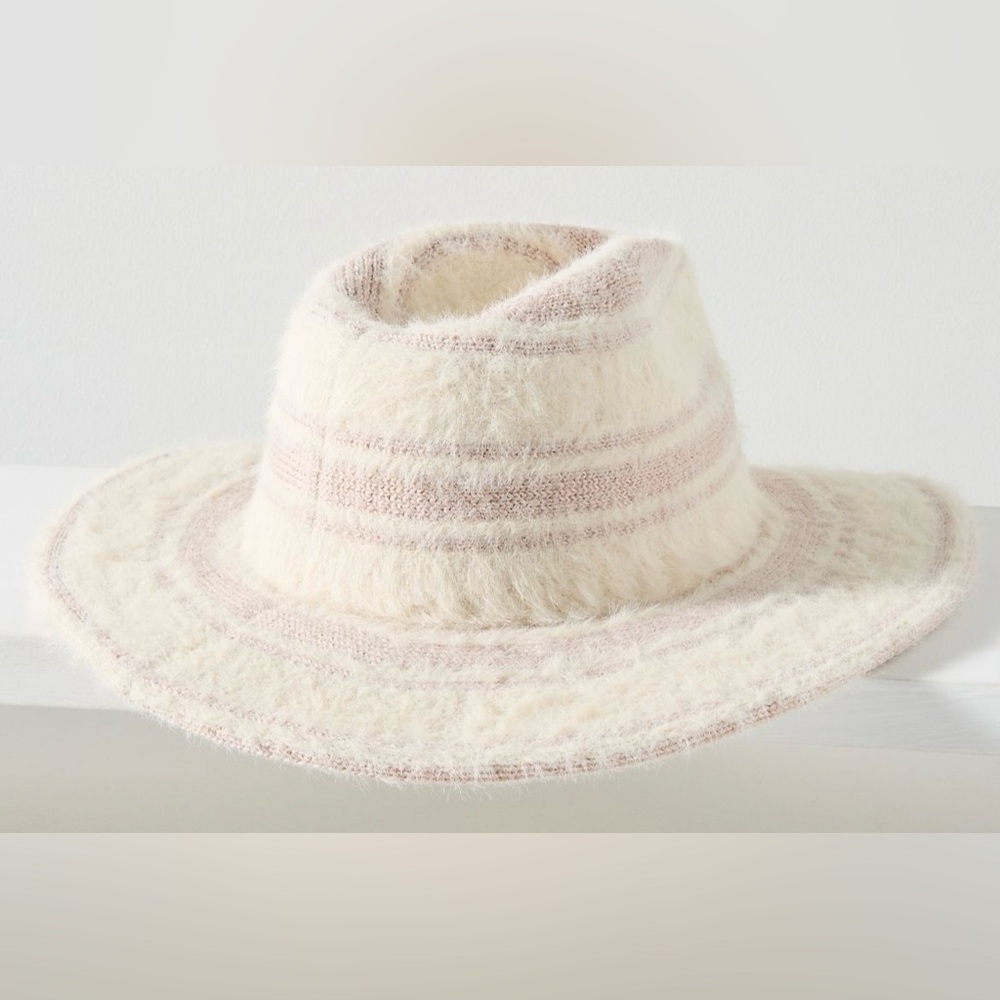 Anthropologie Fuzzy Knit Striped Rancher Hat